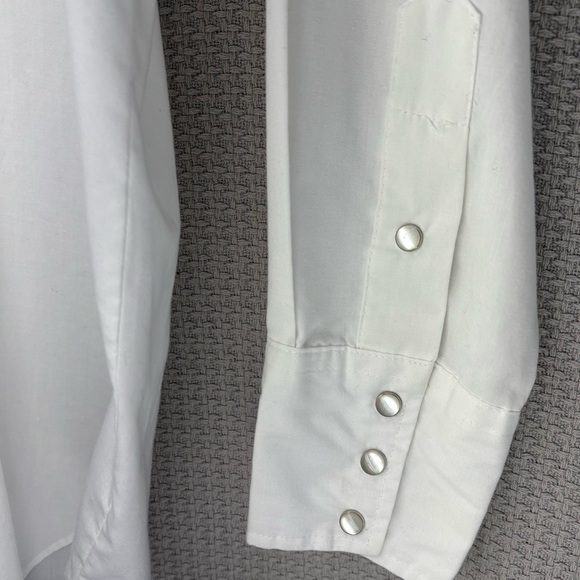 Vintage Silver Spur Shirt Mens Medium White Pearl Snap Native American Western - Picture 5 of 9